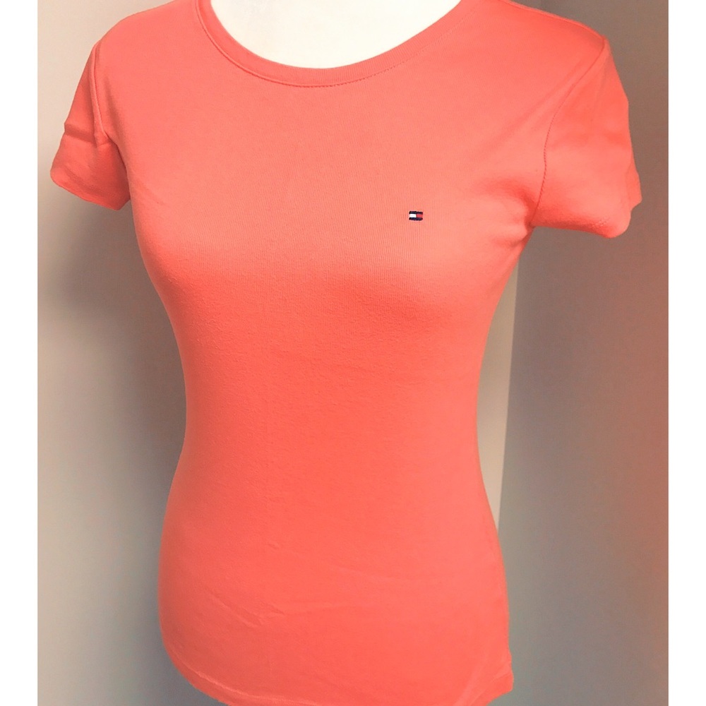 Tommy Hifiger Tropical Orange Scoop Neck tee-Med